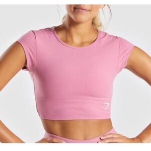 Gymshark Pink Cap Sleeve Crop Top | Size Small